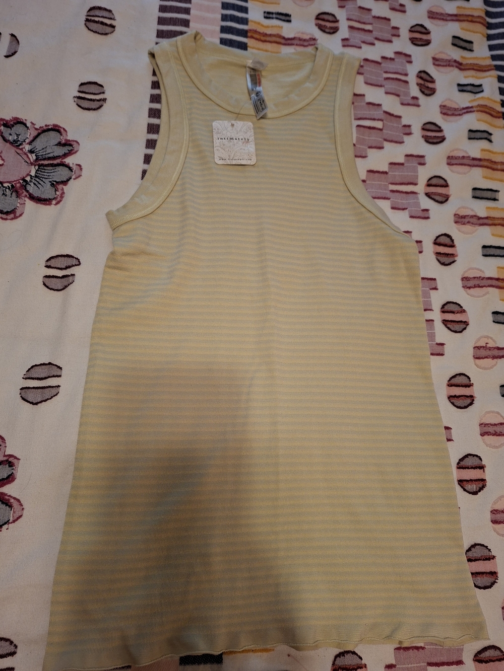 NWT Free People Intimately Sleeveless Yellow Stripe Tank Top M/L